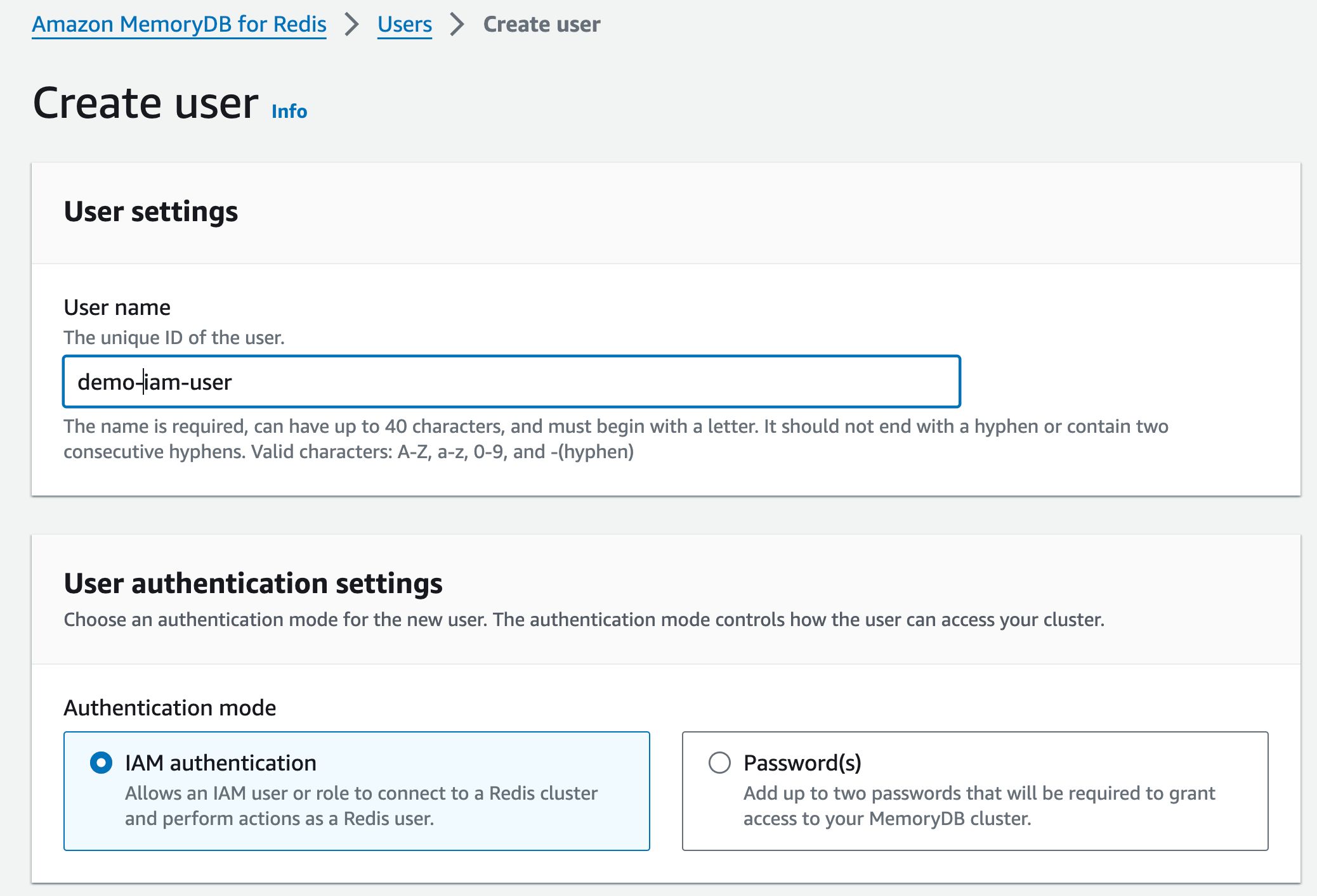 create user create user