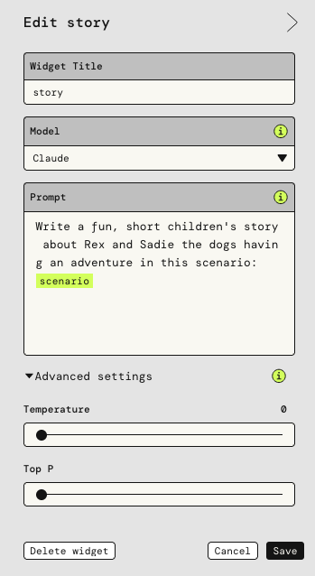 Partyrock edit story settings