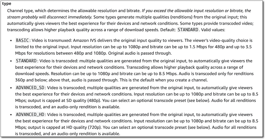 IVS Channel types IVS Channel types