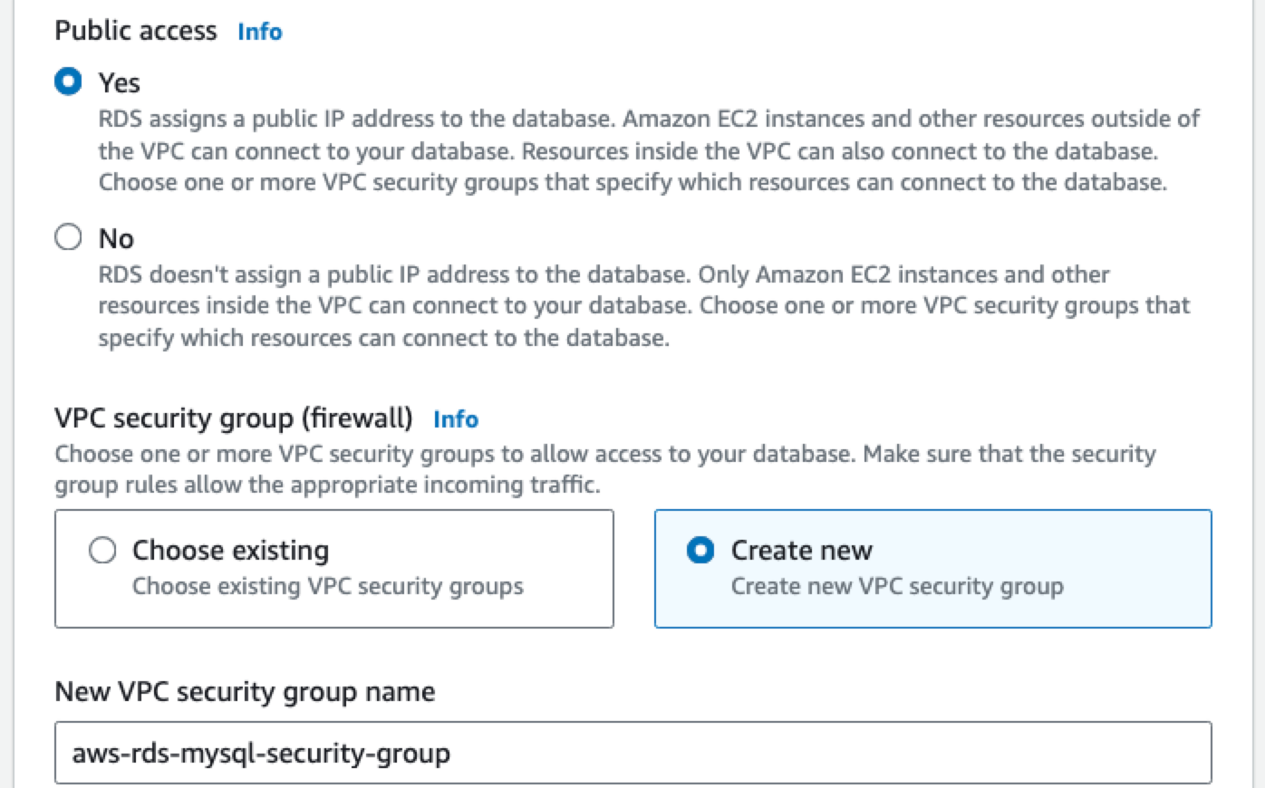 public access - new security group