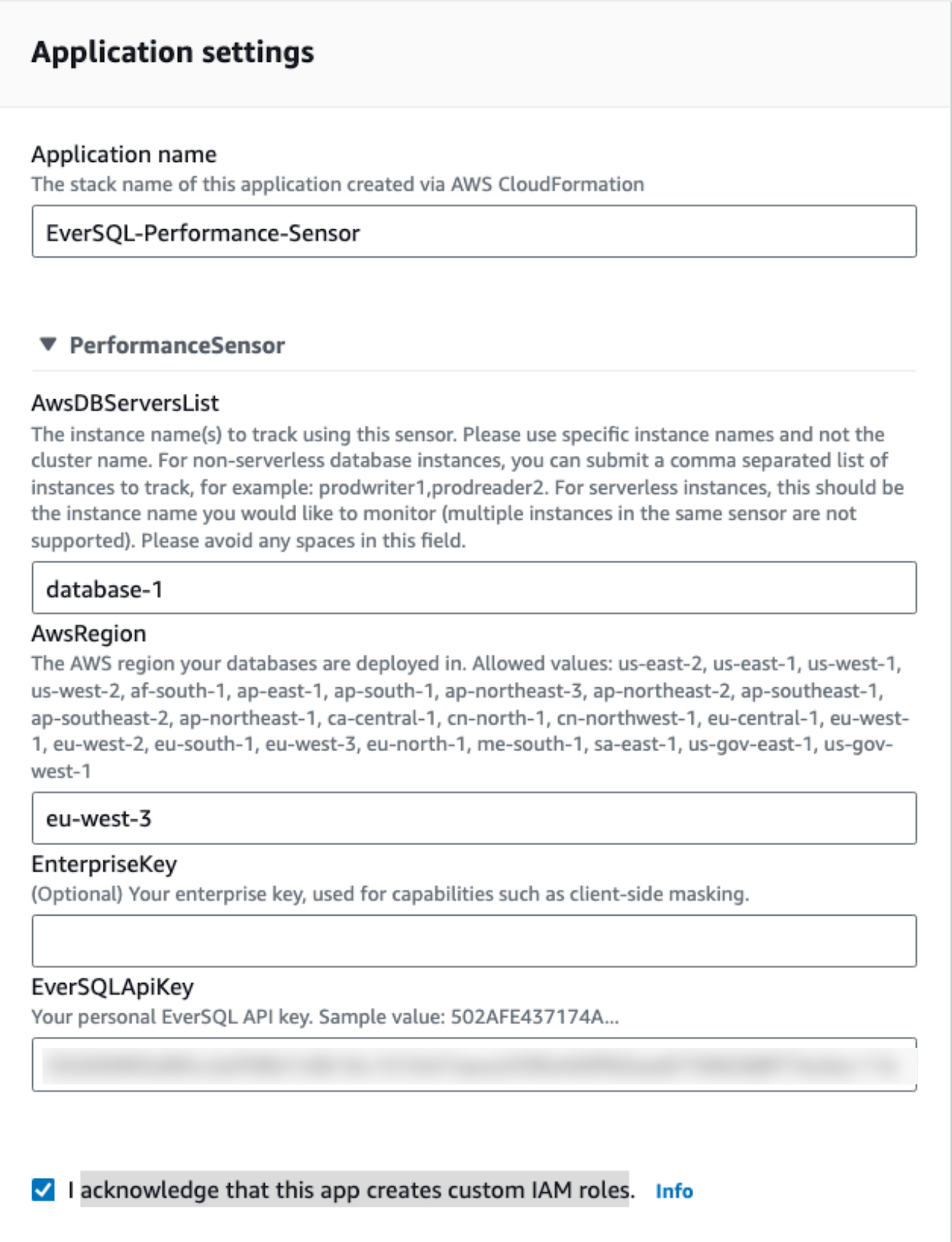 EverSQL - Sensor deployment details
