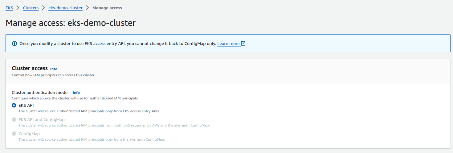 Cluster Access Config Modes