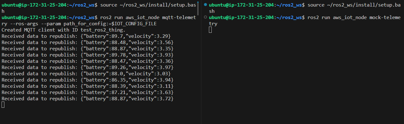 Mock and MQTT nodes running