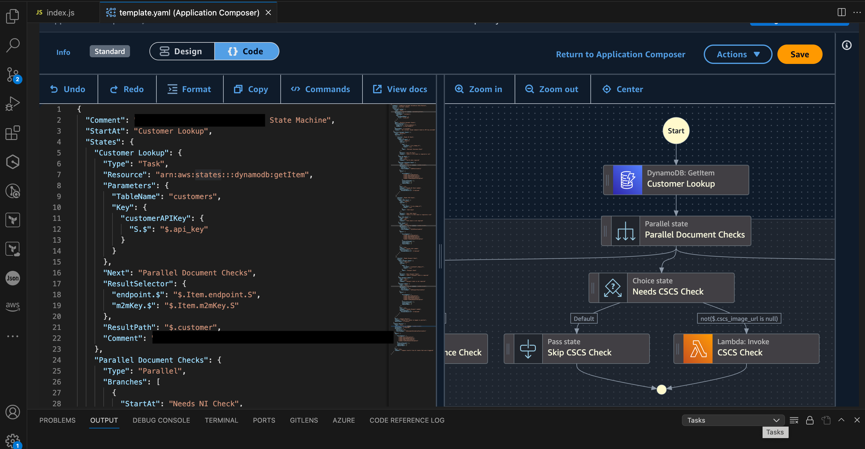 App Composer opened in VSCode for Step Function development App Composer opened in VSCode for Step Function development
