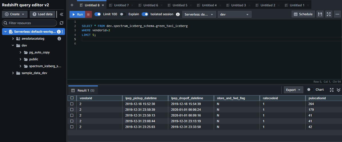 Query Editor results