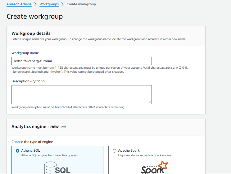 Creating Athena Workgroup