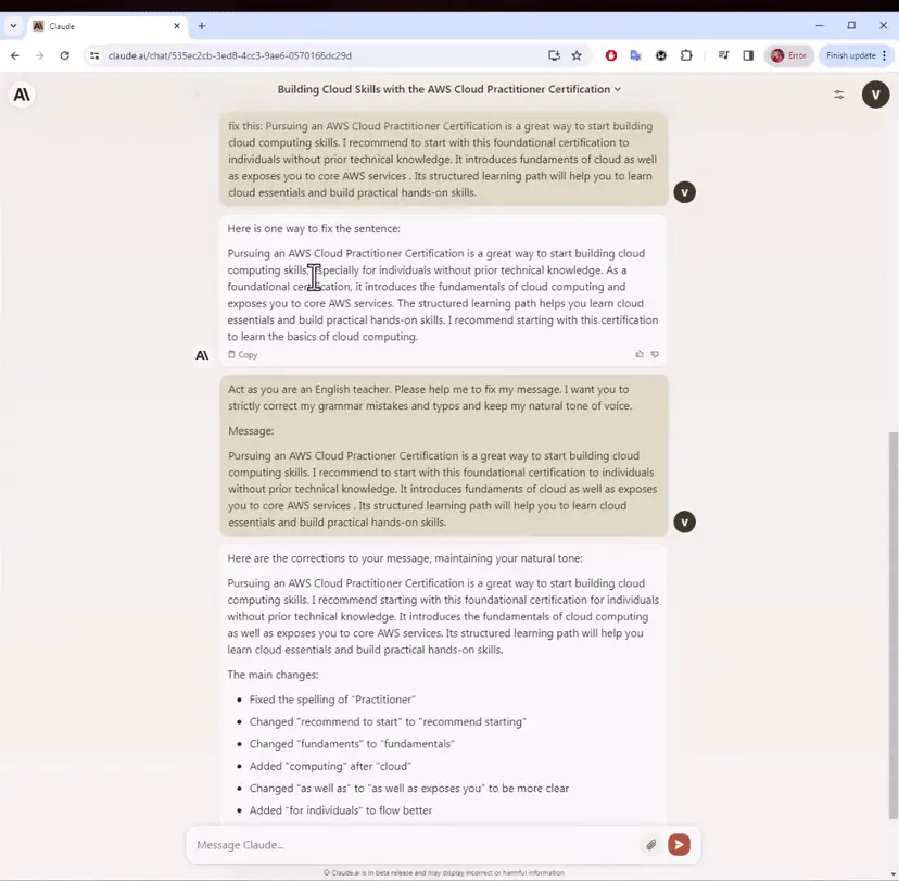 Claude AI Prompt examples