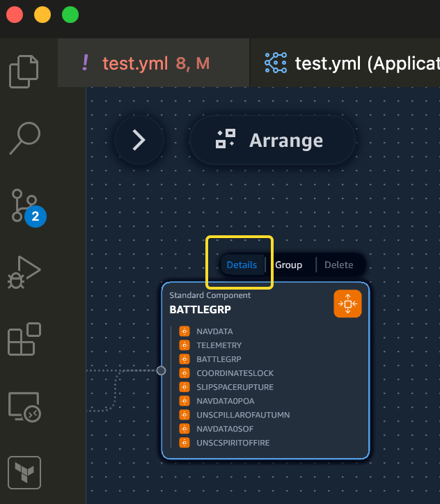 screenshot of selecting details of element