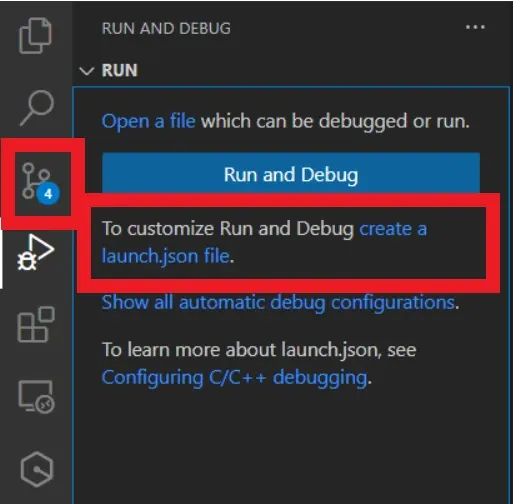 Open debug and create launch file