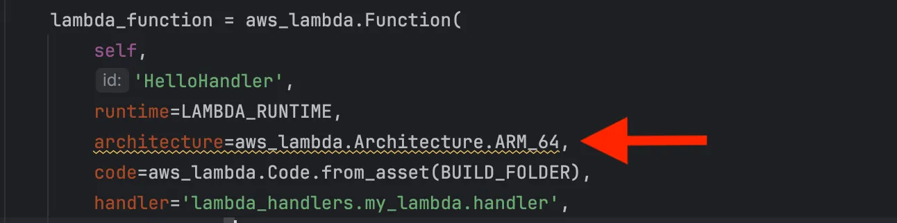 Defining ARM64 architecture in Lambda’s CDK construct