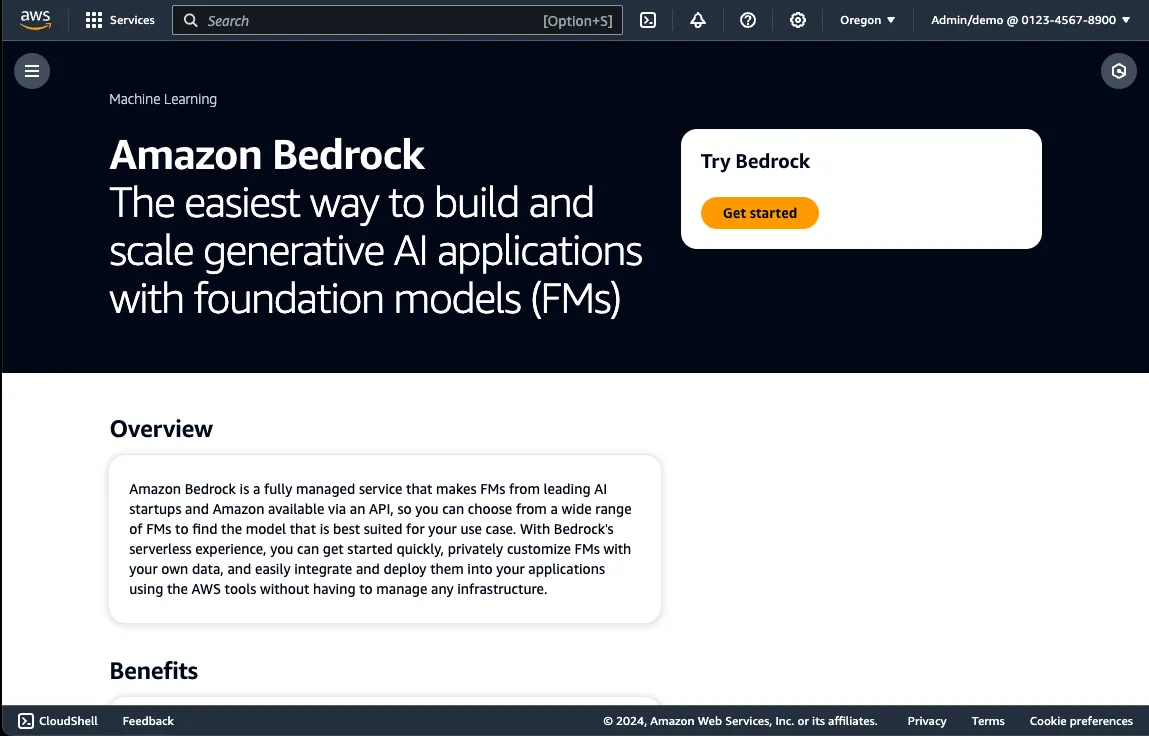 Amazon Bedrock Console Page