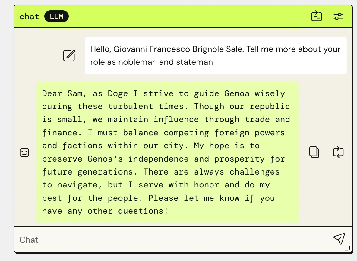 Chat widget to converse with an historical figure