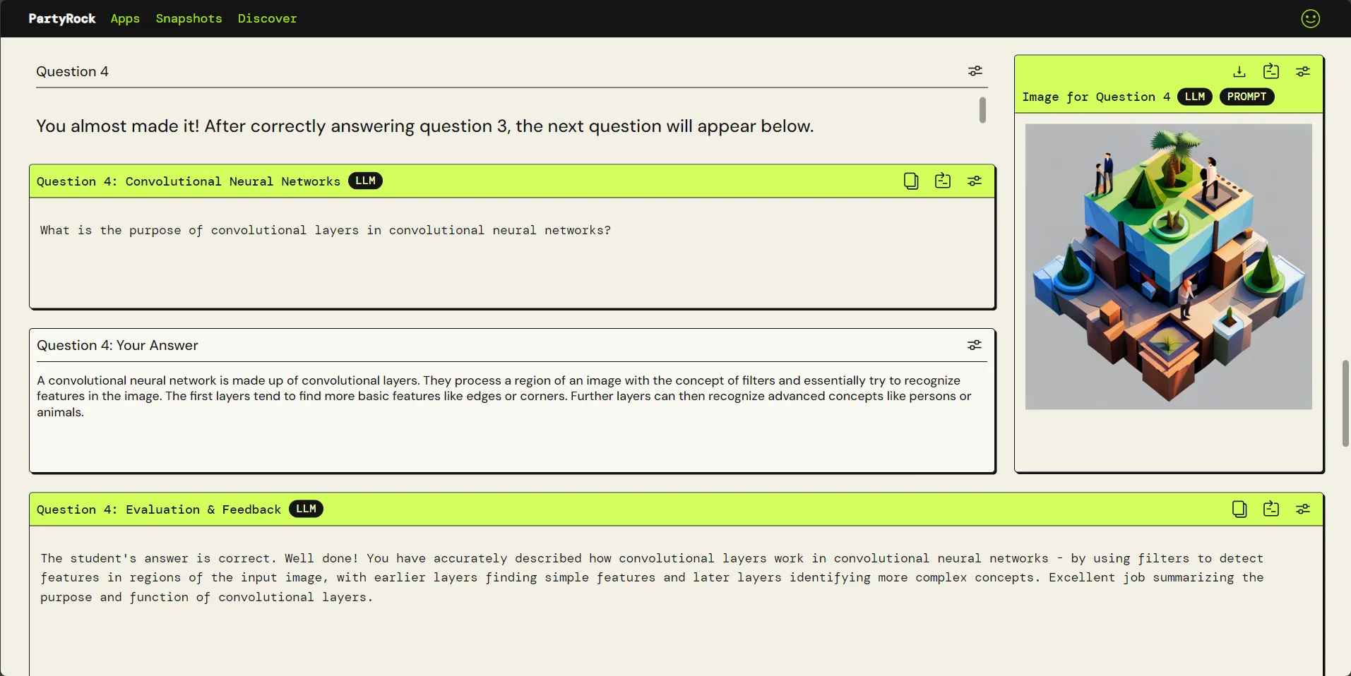 Screenshot of AIxplainer with a question about layers in a convolutional neural network.