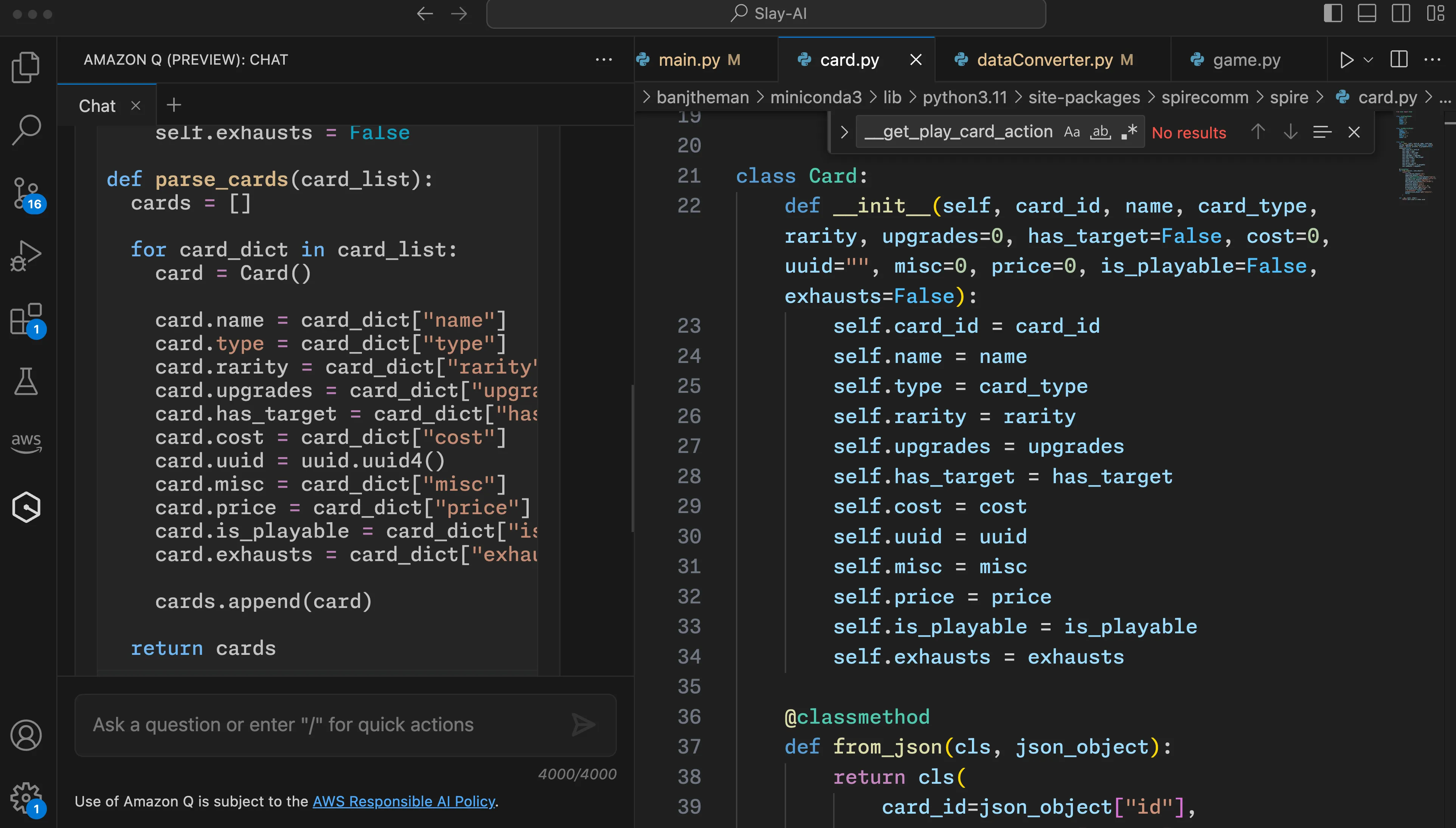 Q making parse card functio 