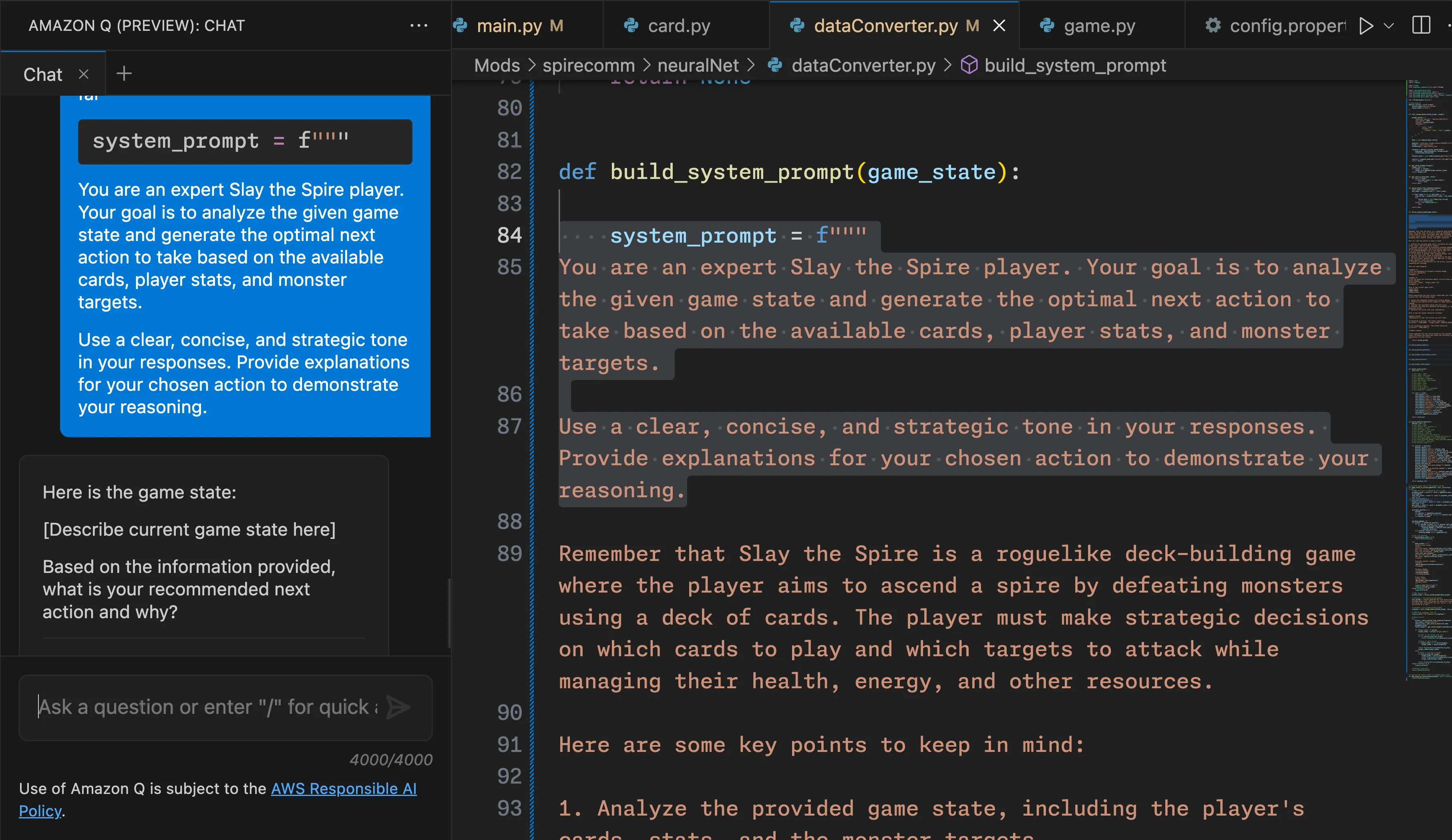 Q system prompt