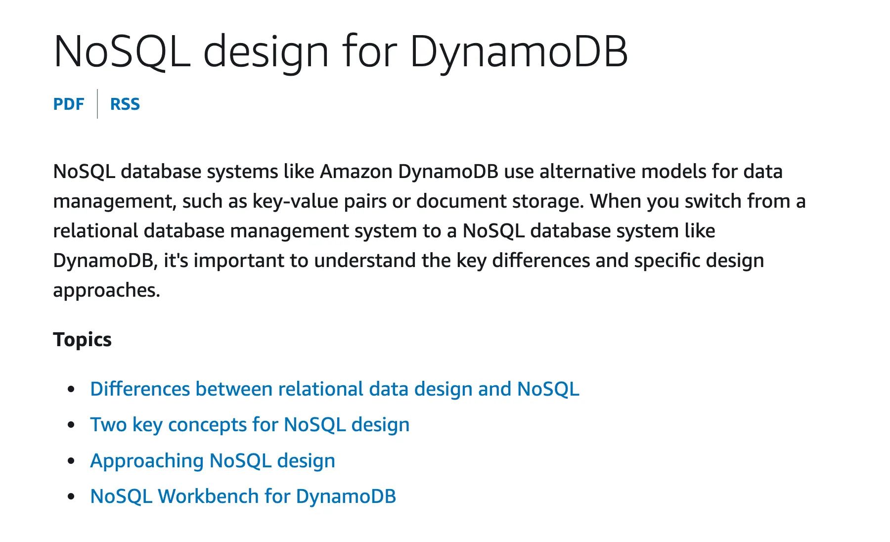 DynamoDB documentation