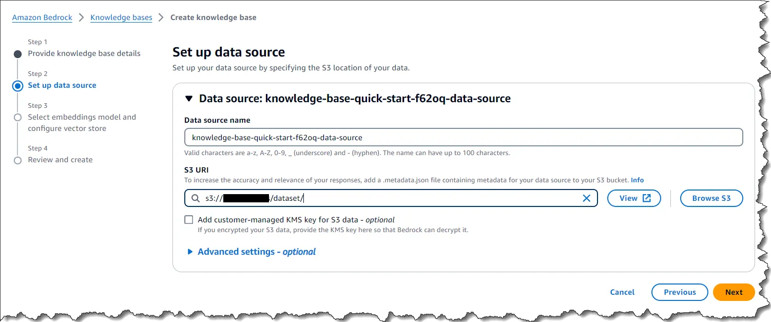 Set up data source for the knowledge base
