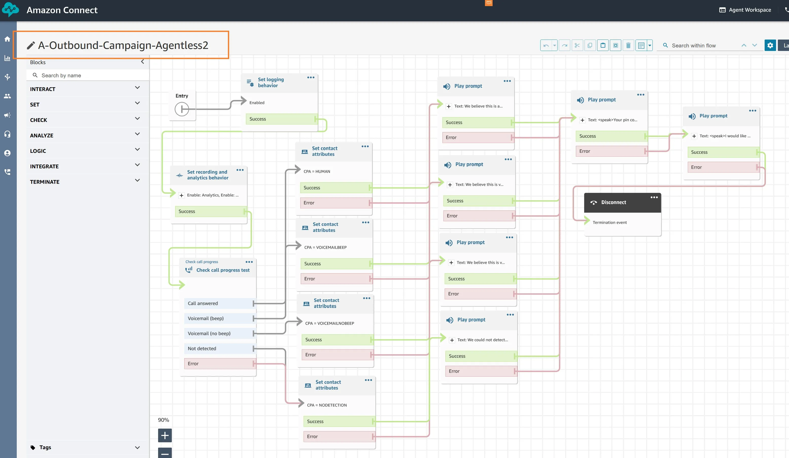 Amazon Connect Contact Flow Example