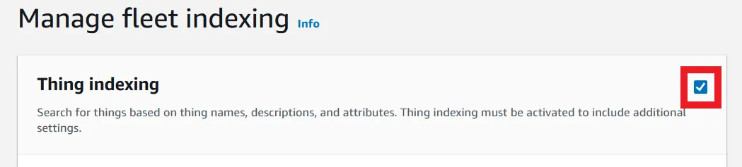 Checkbox for enabling Thing Indexing