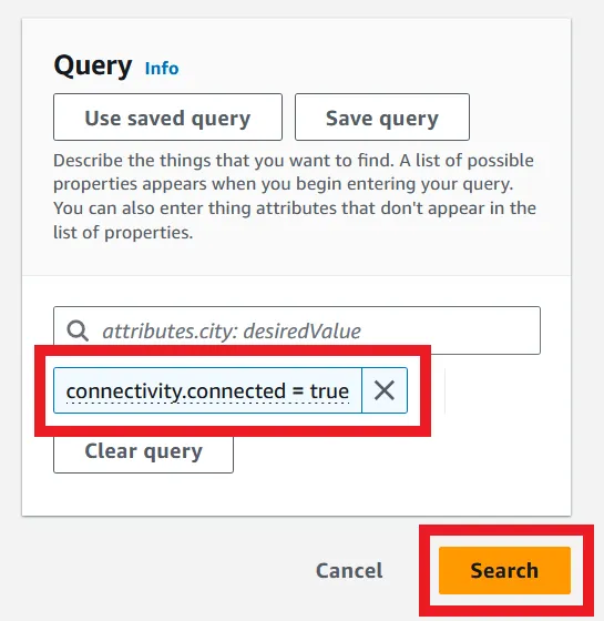 Query text for querying connected devices