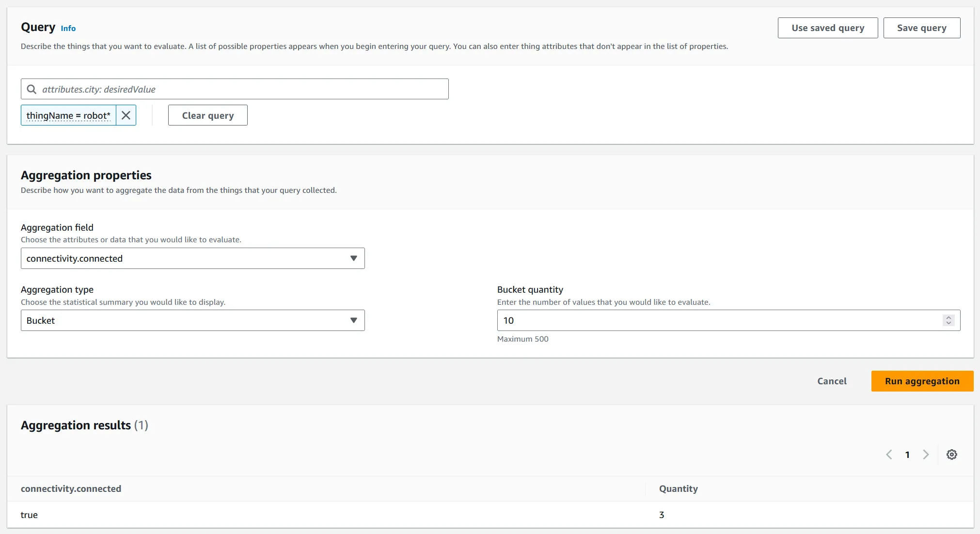 Panel showing aggregation data settings