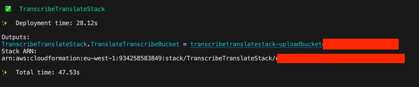 cloudformation outputs in the terminal