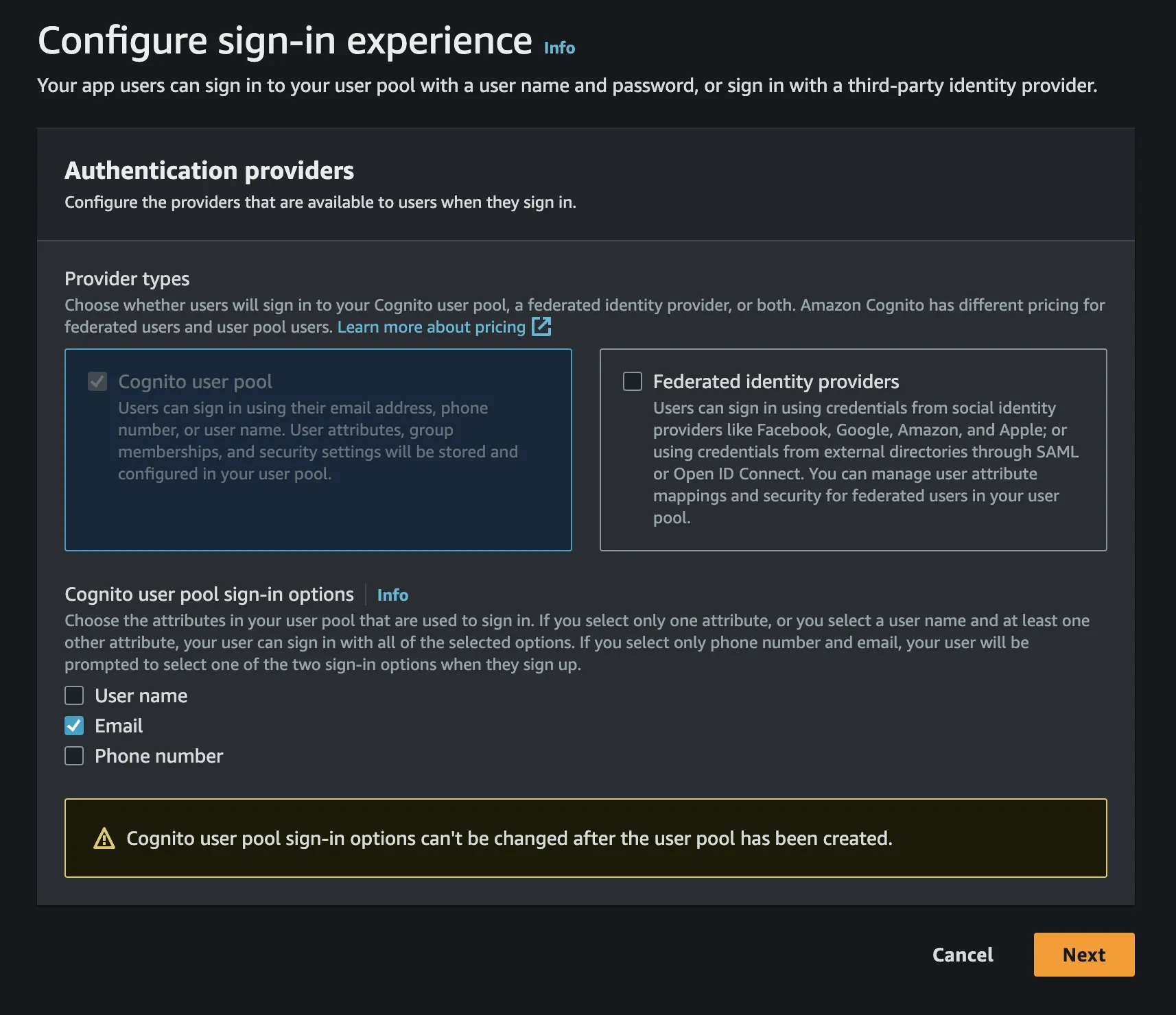 Sign-in config screenshot