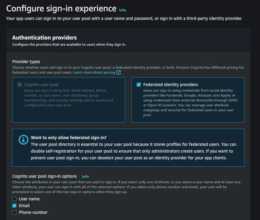 Configure sign-in experience config screenshot